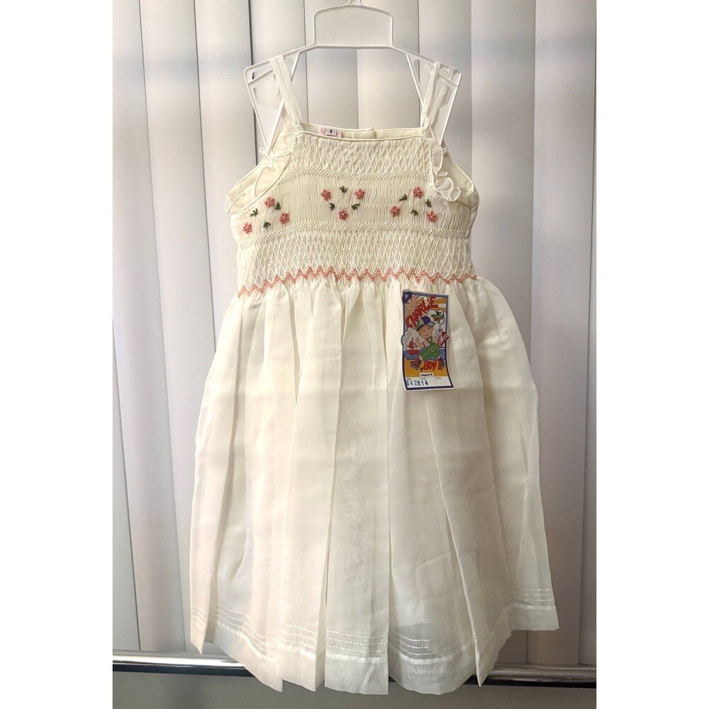 NWT Girls Embroidered Beautiful Floral Spring Sleeveless Dress Size 4